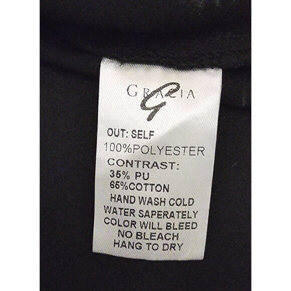 Gracia Black Button-Up Top With Faux Leather Details & Flared Sleeves - Size S - Picture 8 of 12